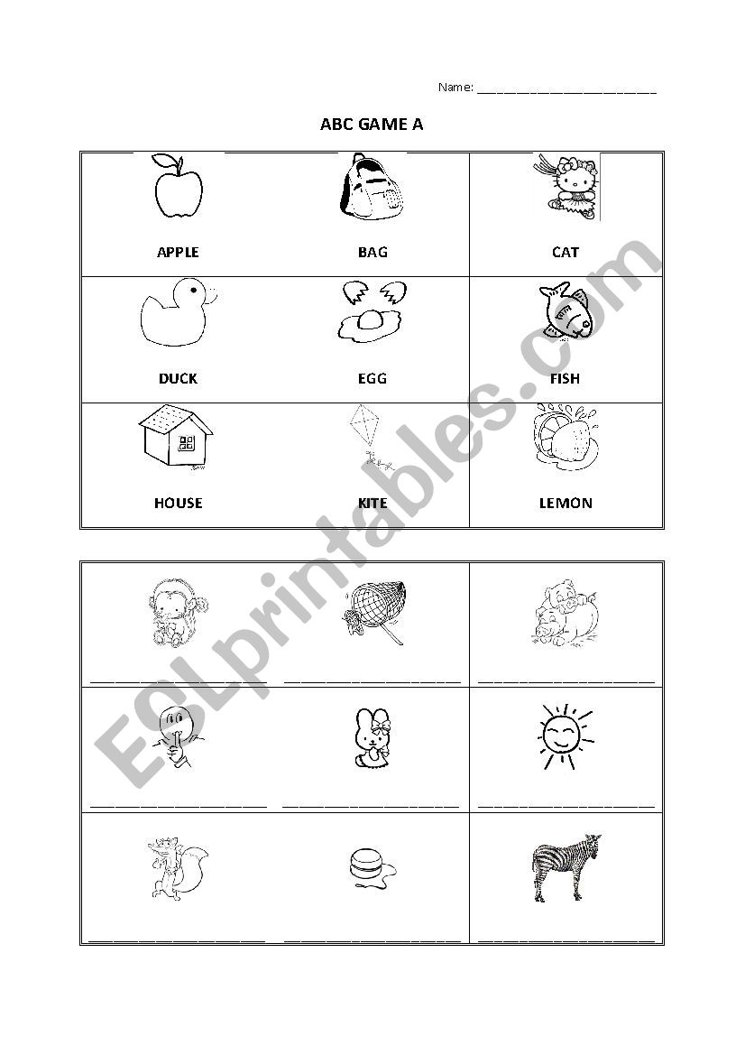 Spelling cards worksheet