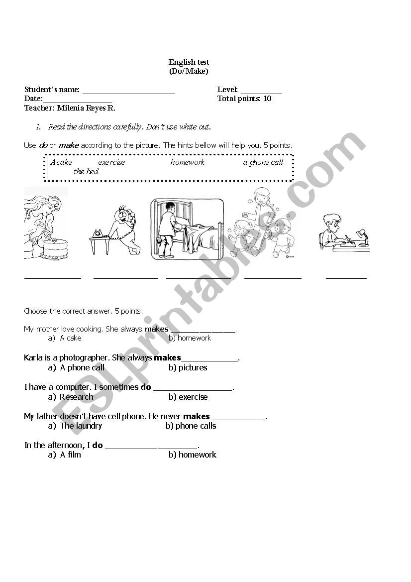 do or make worksheet