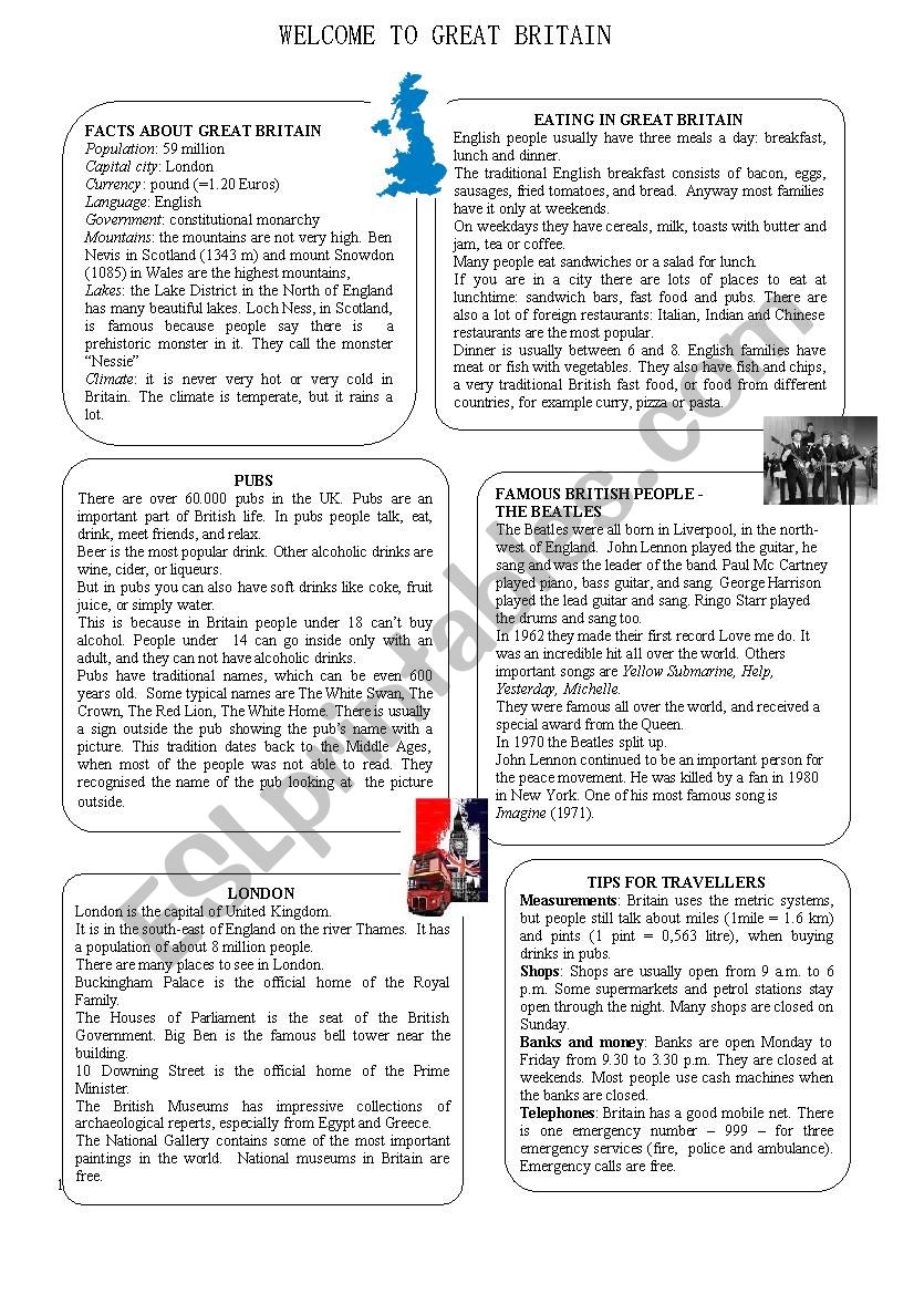 Great Britain worksheet