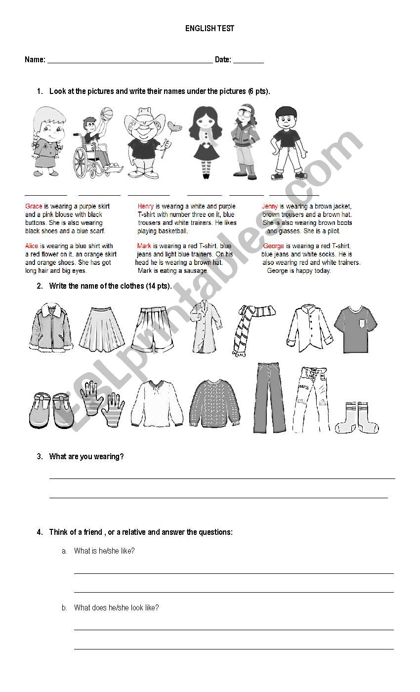 what are you wearing? worksheet