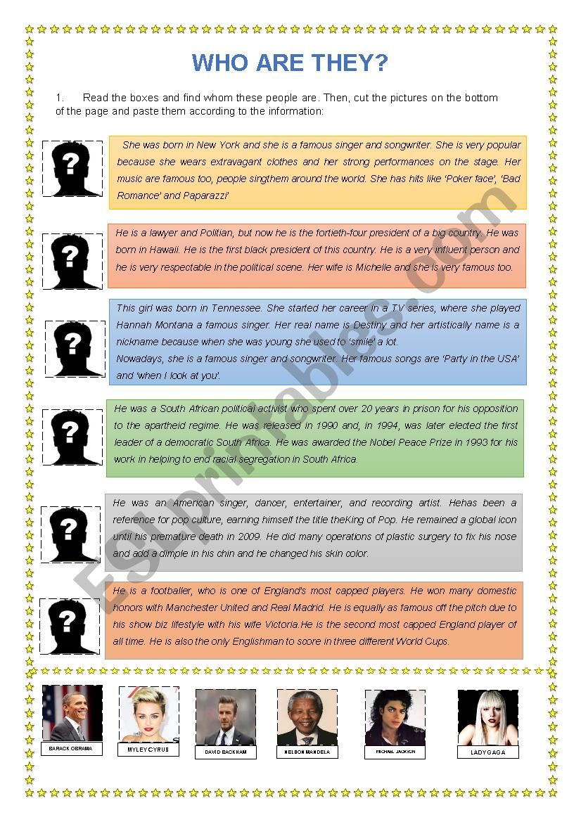 WHO ARE THEY?  worksheet