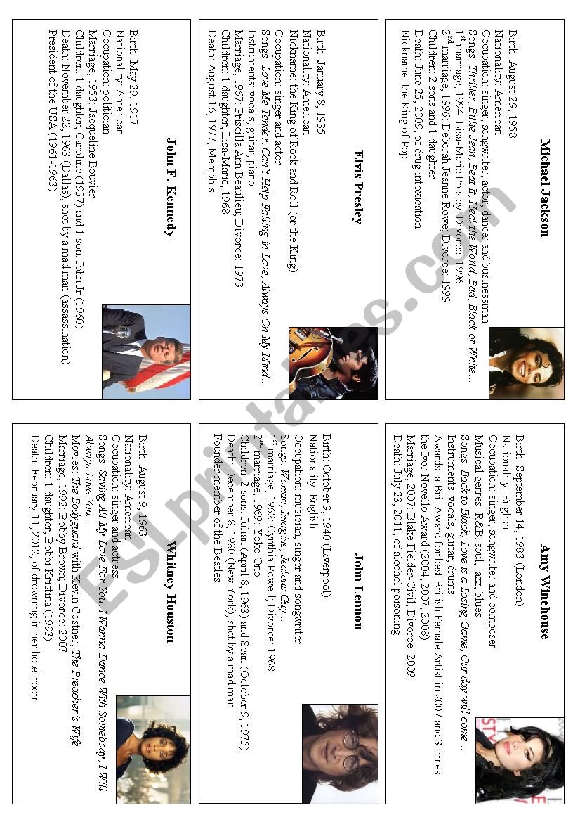 Biographies worksheet