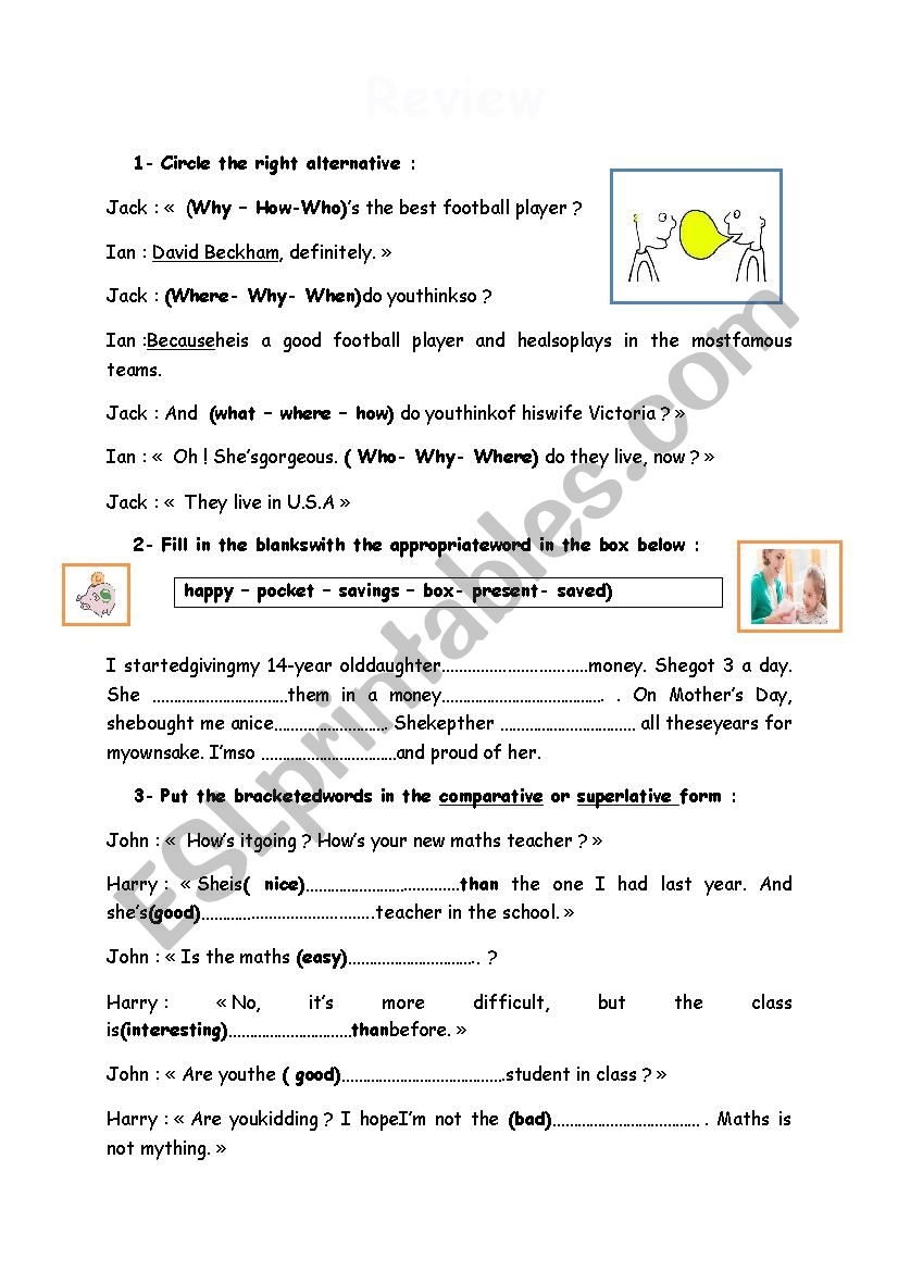 language review: W/H questions+ comparative +superlative