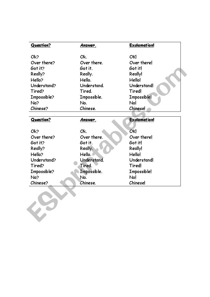  Intonation Excercises worksheet