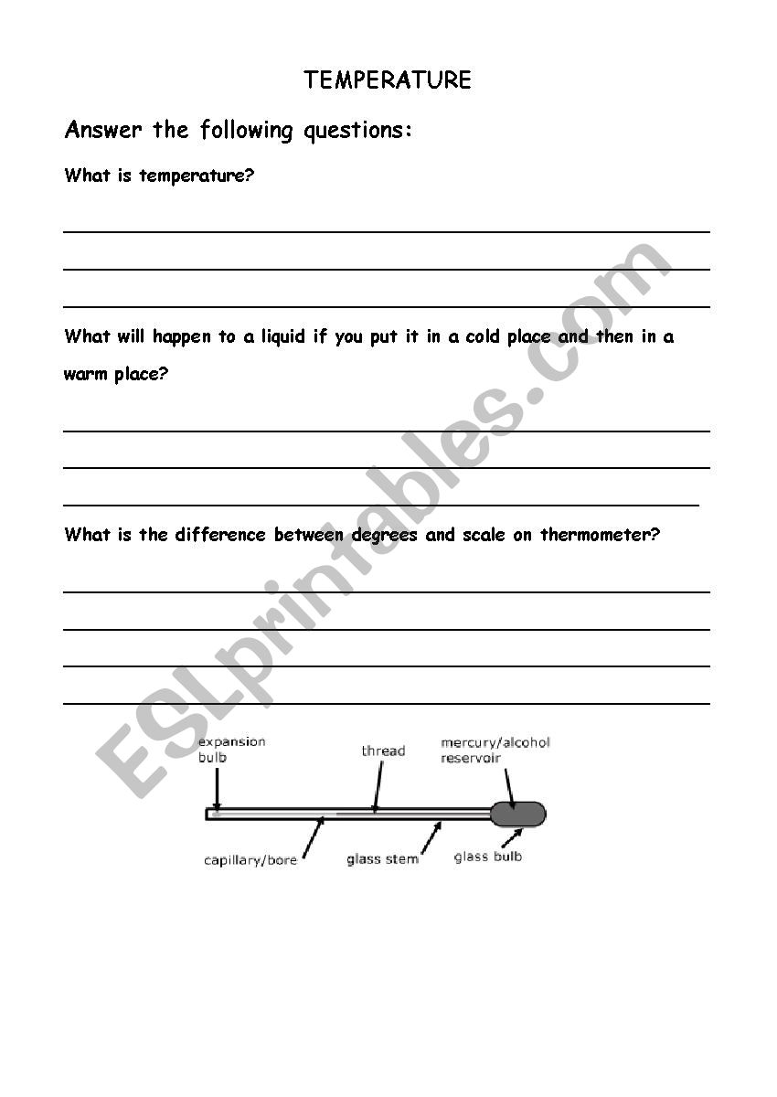 Temperature worksheet