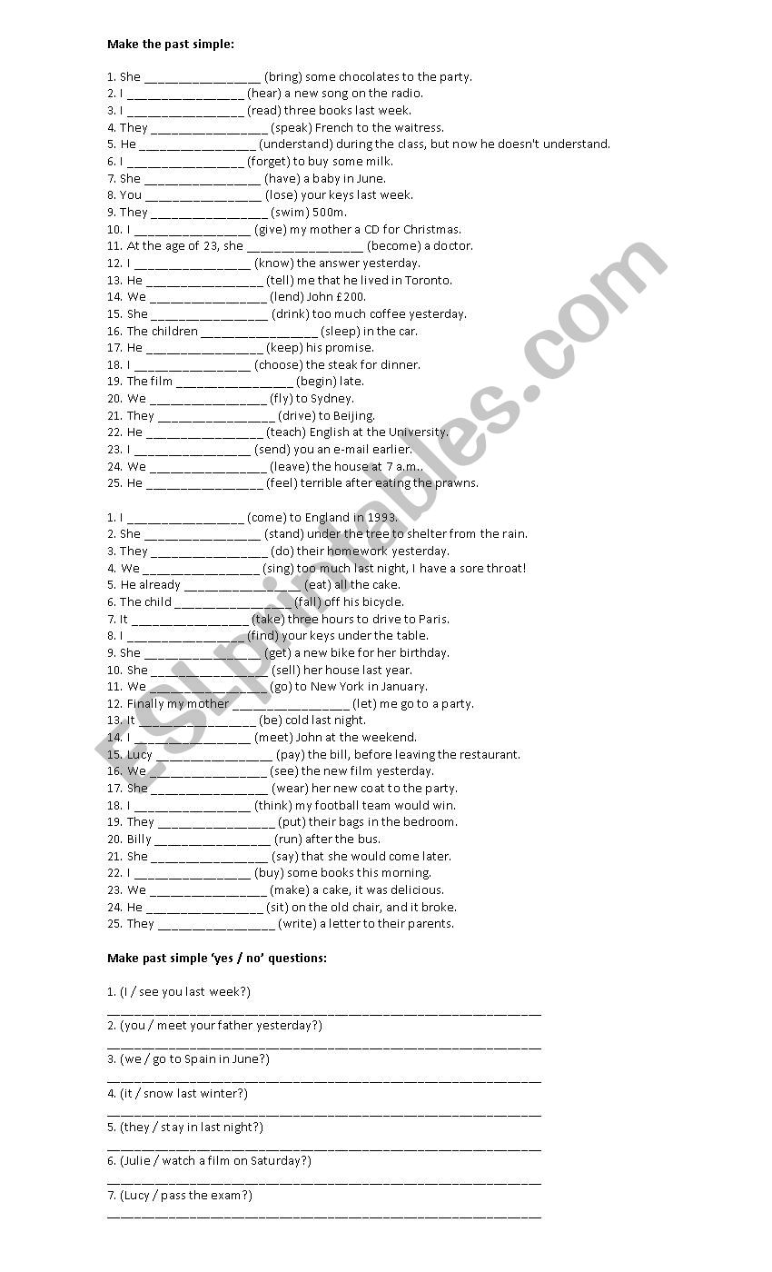 Present Simple  worksheet