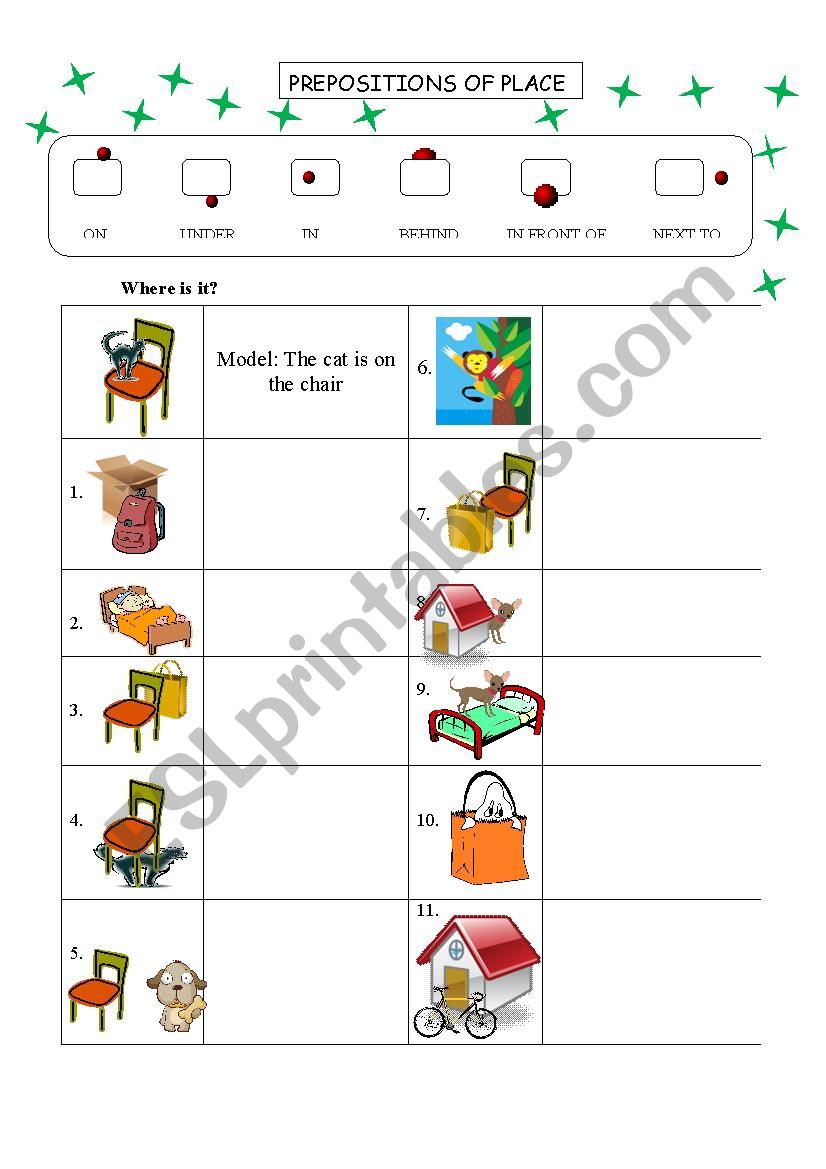 prepositions of place worksheet