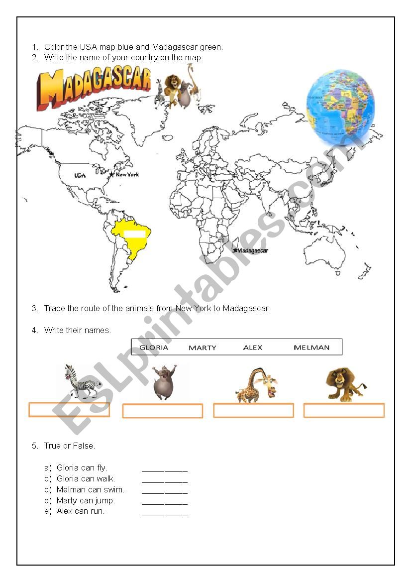 Madagascar Movie worksheet