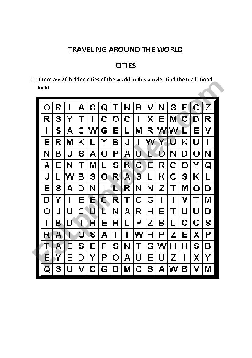 CITIES OF THE WORLD worksheet