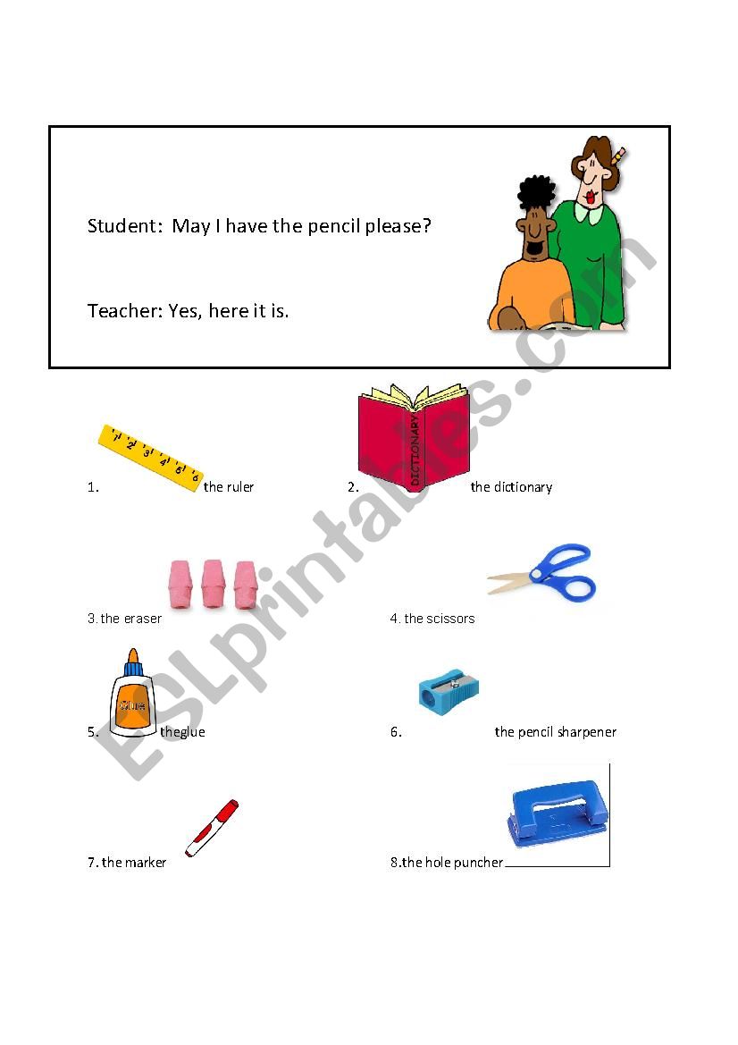 May I have the pencil please? worksheet