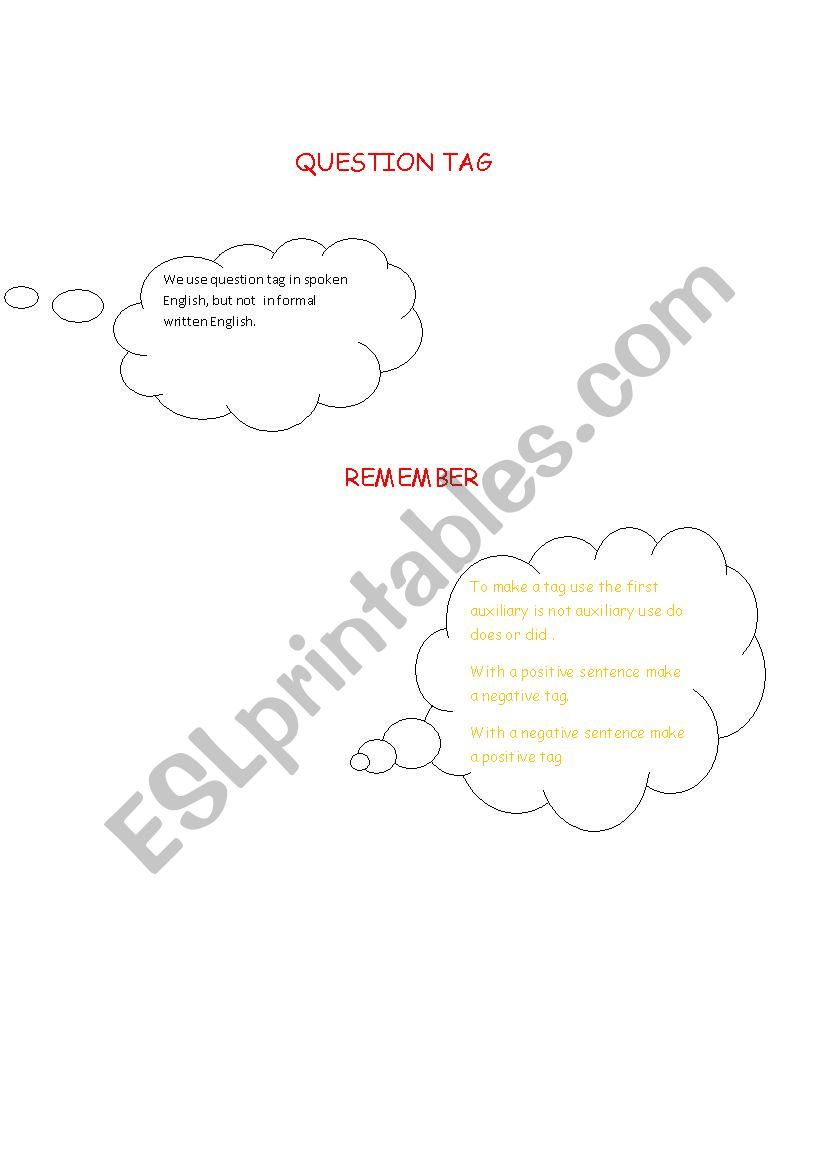 QUESTION TAG worksheet