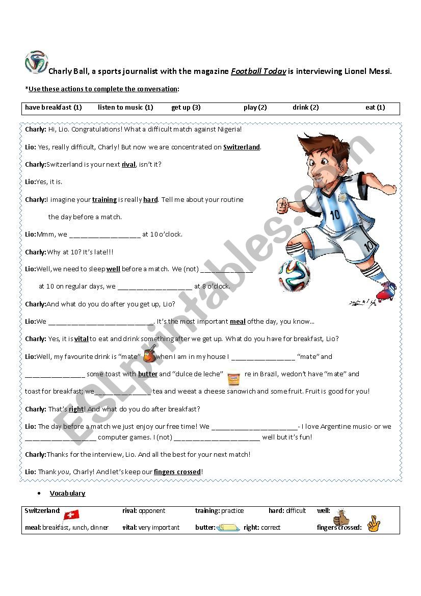 Interview with Lio Messi worksheet