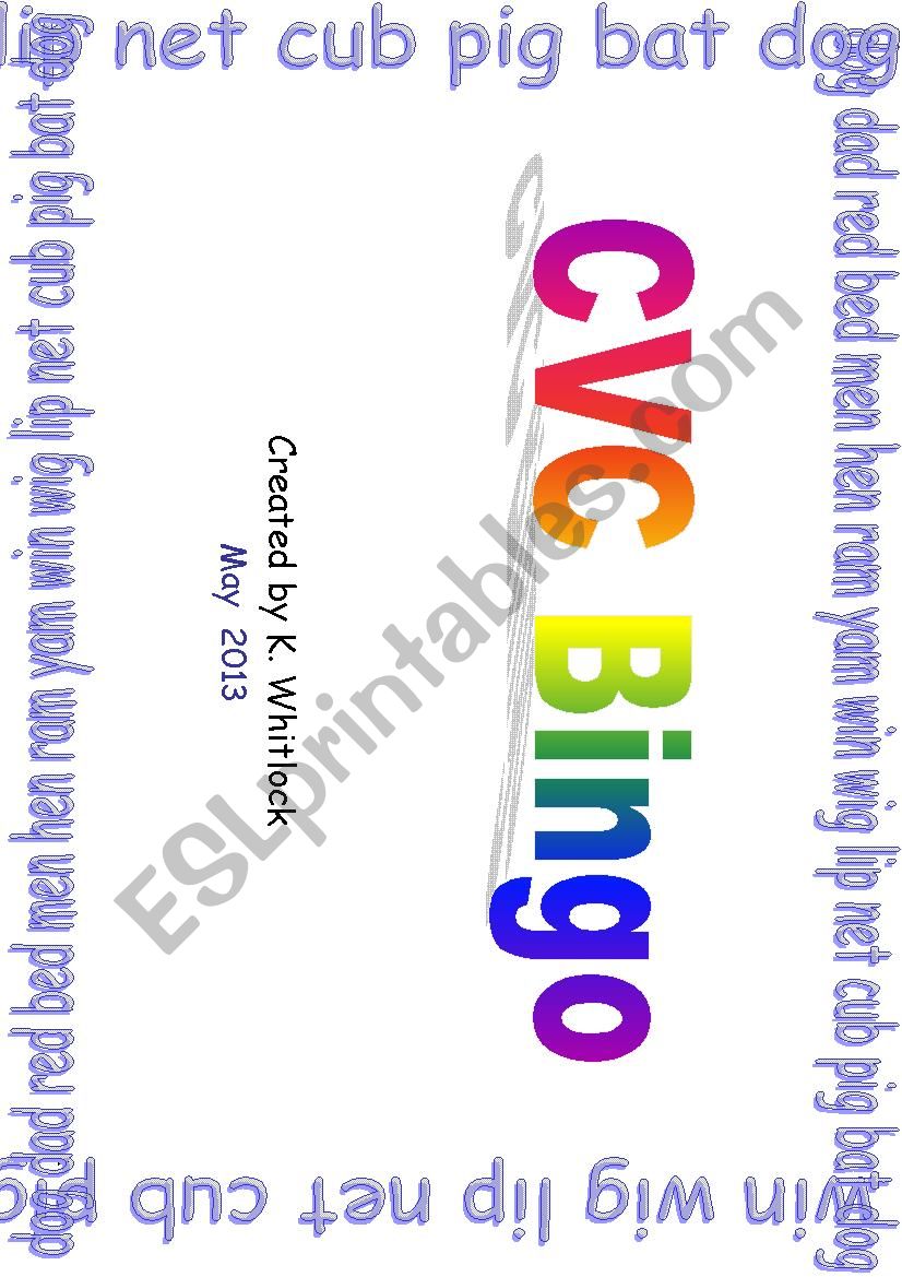 CVC Bingo worksheet