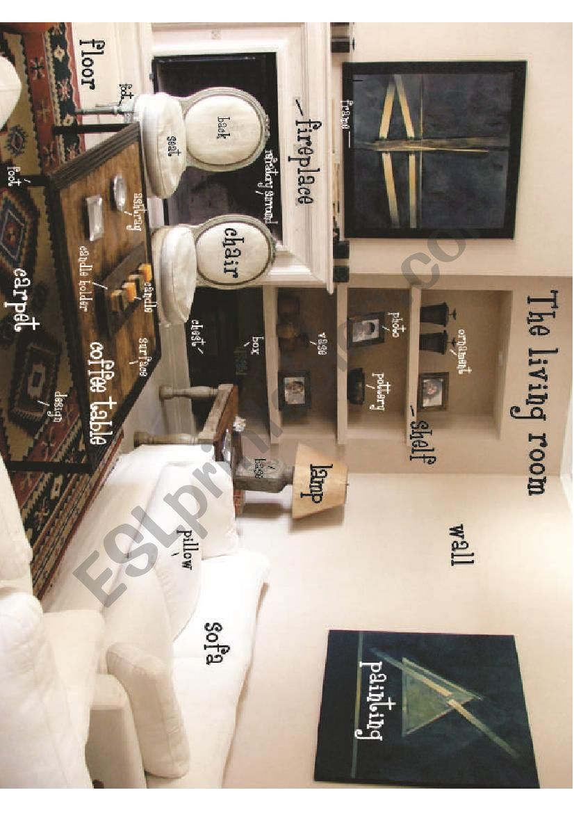 The house: the living room (flash card / poster)