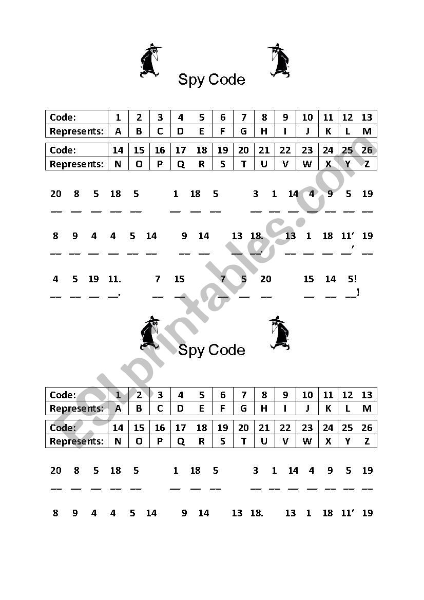 Spy Code - Excellent Warmer worksheet