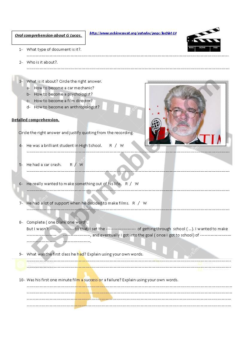 Georges Lucas worksheet