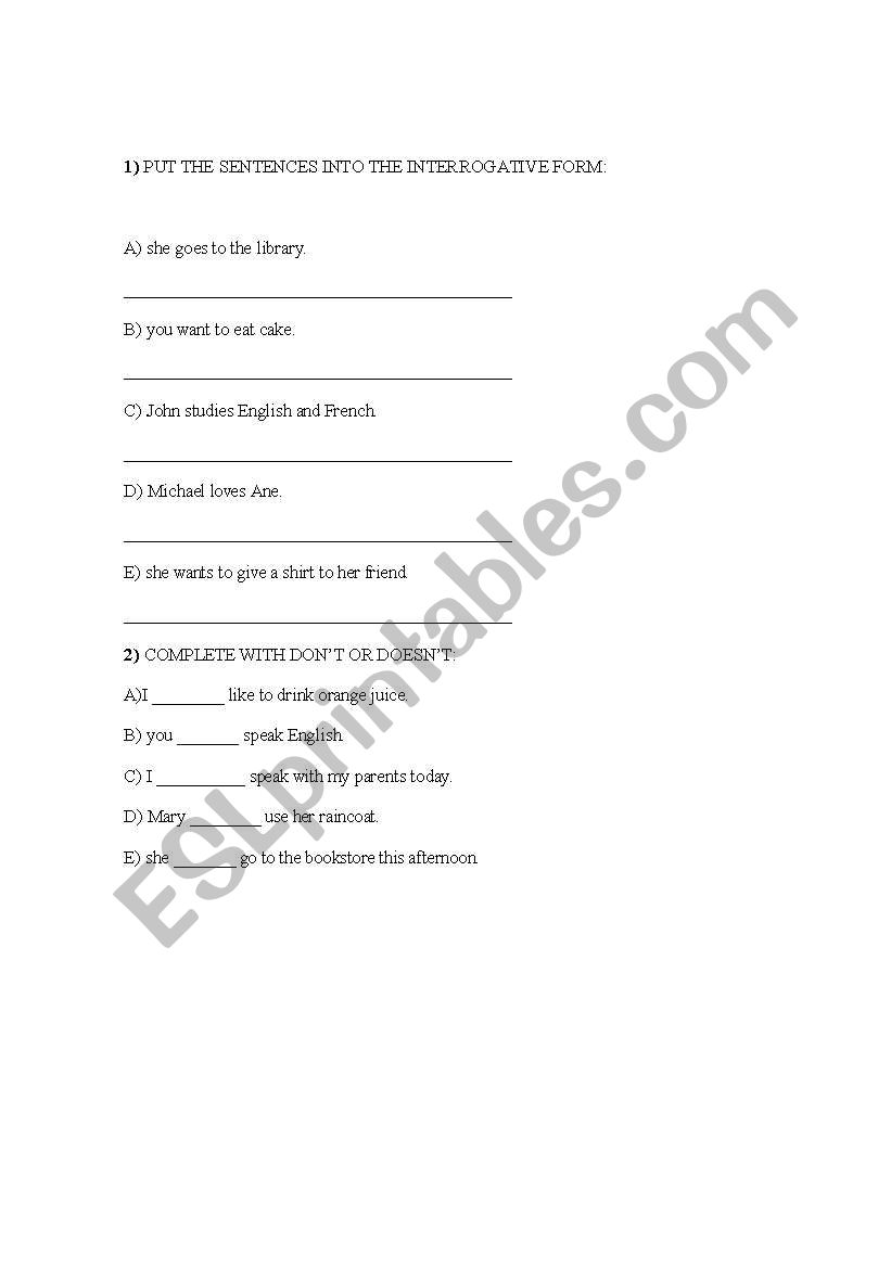 Simple Present exercises worksheet