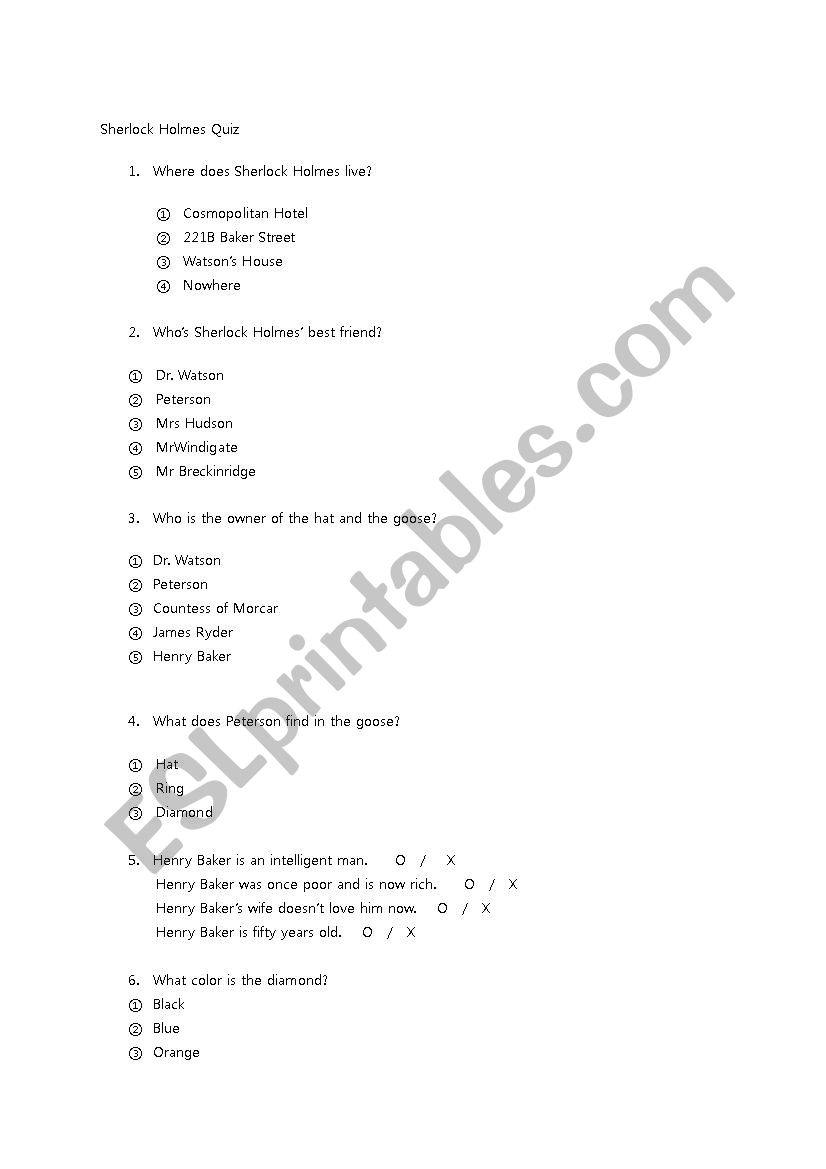 Sherlock Holmes Quiz (The Dominoes)