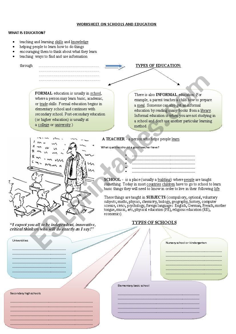 Schools and Education worksheet