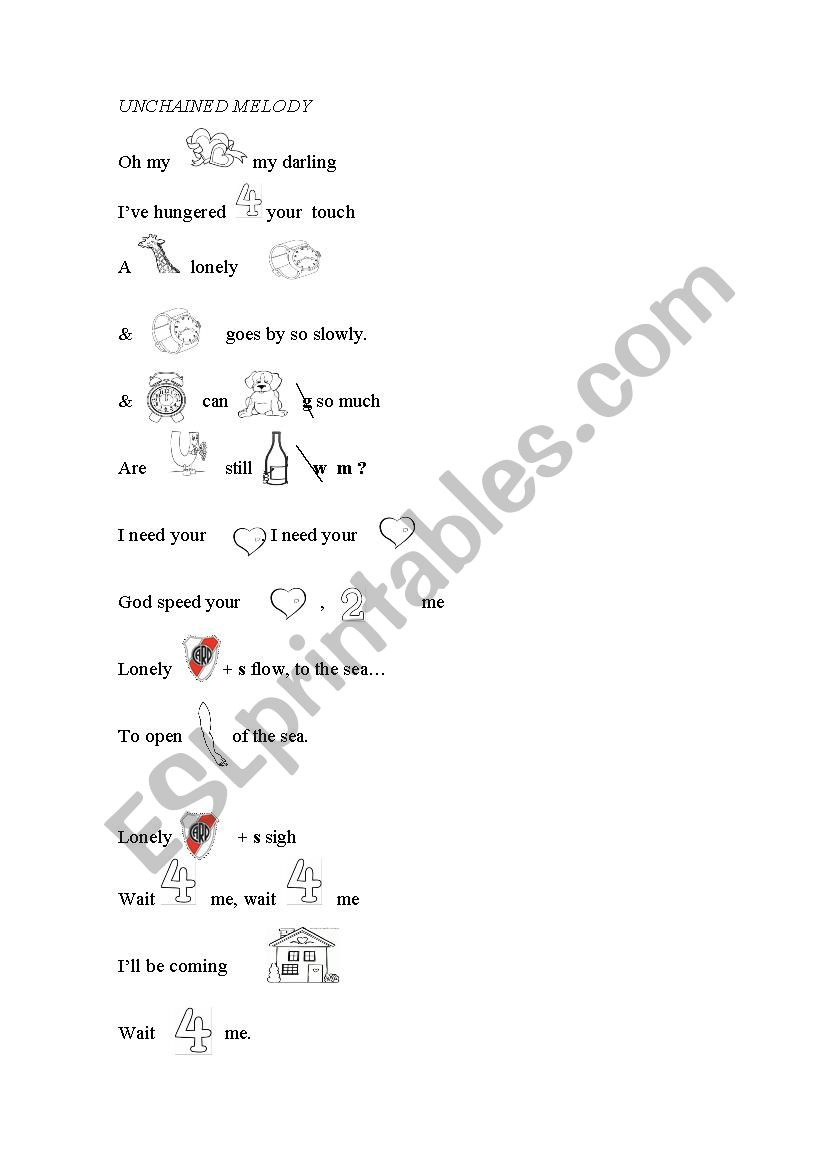 unchained melody worksheet