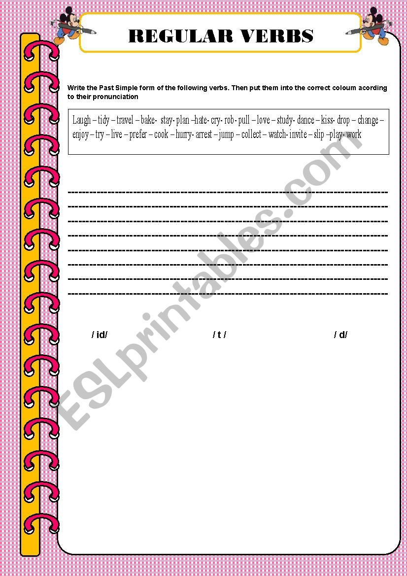 regular verbs esl worksheet by cocoliche