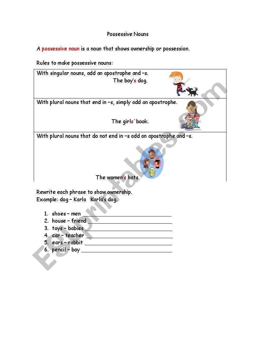 Possessive Nouns worksheet