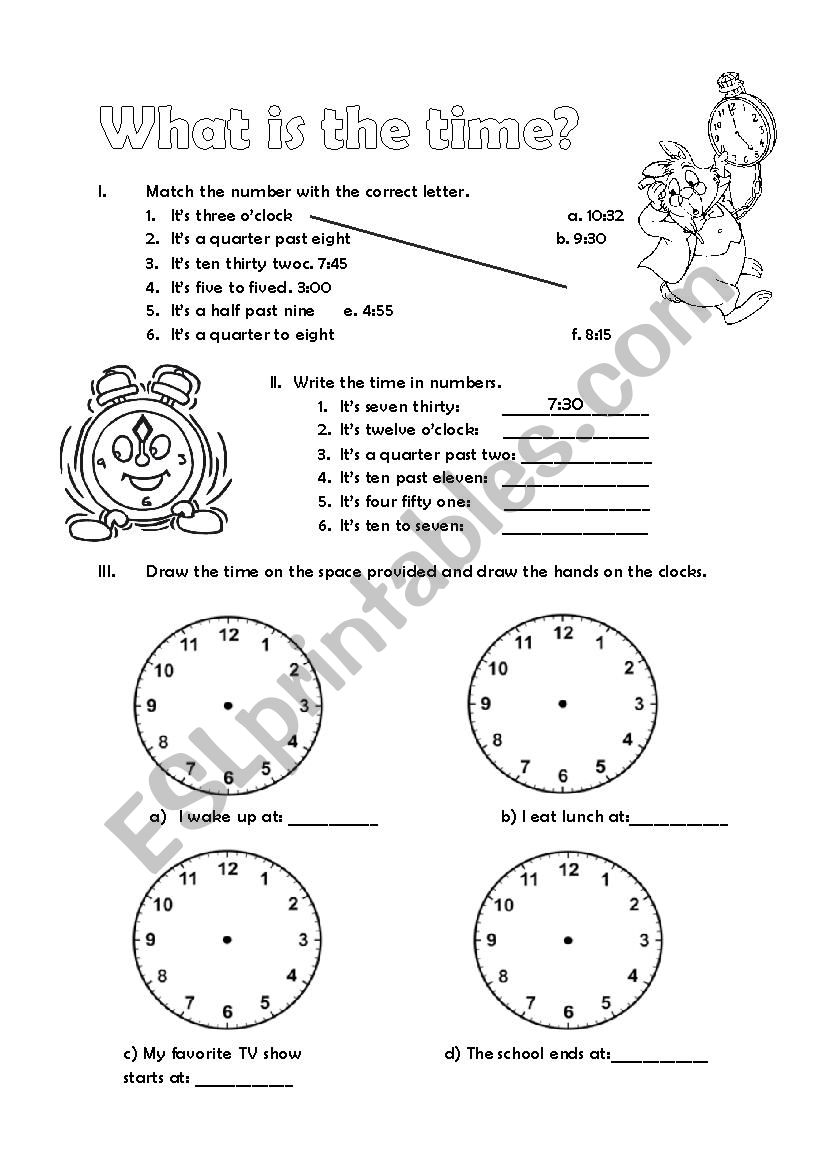 Telling the time worksheet