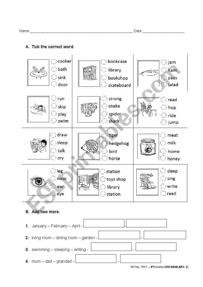 VOCABULARY  worksheet