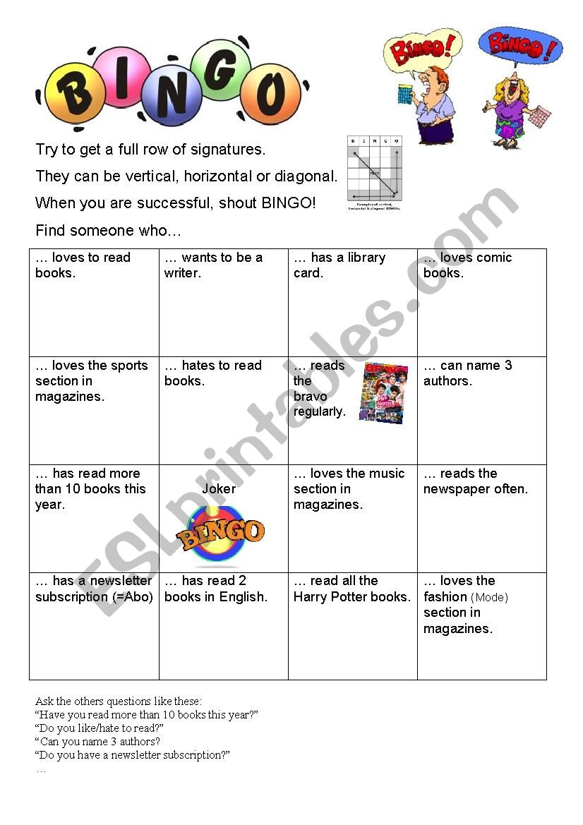 BINGO - Find someone who worksheet