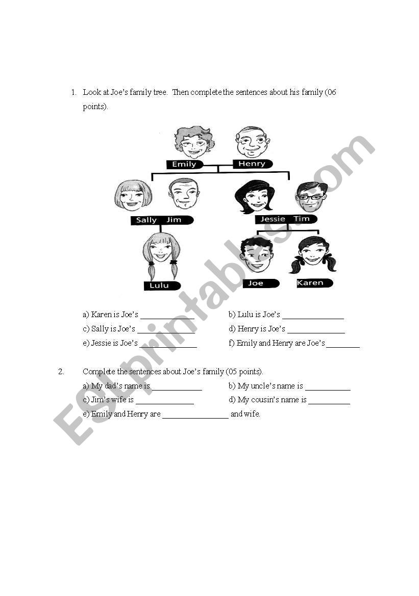 FAMILY worksheet