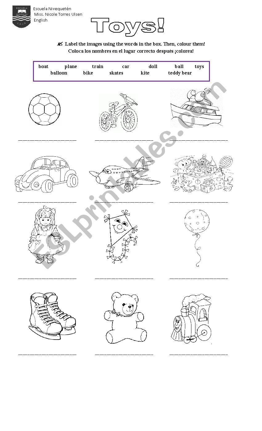 toys with pictures for kidsol worksheet