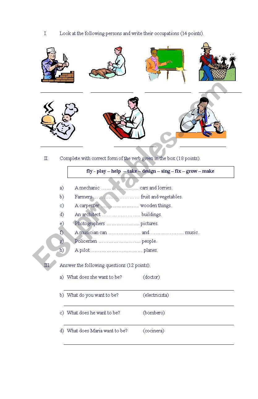 OCCUPATIONS worksheet