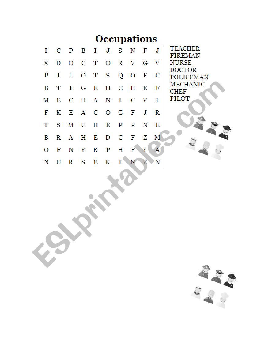 Occupations worksheet