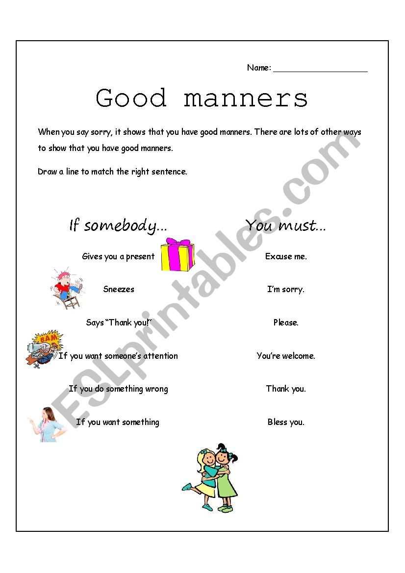 Good Manners worksheet
