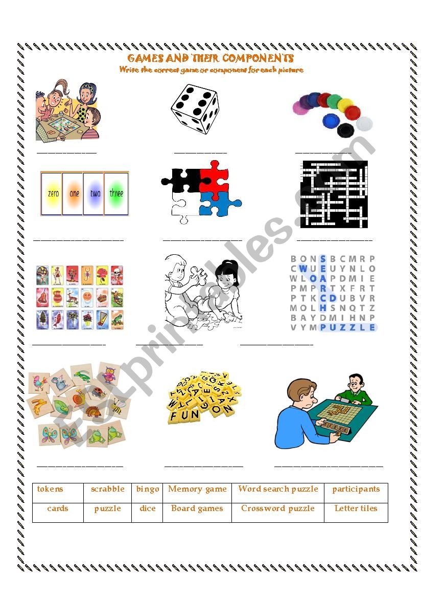 Words games worksheet