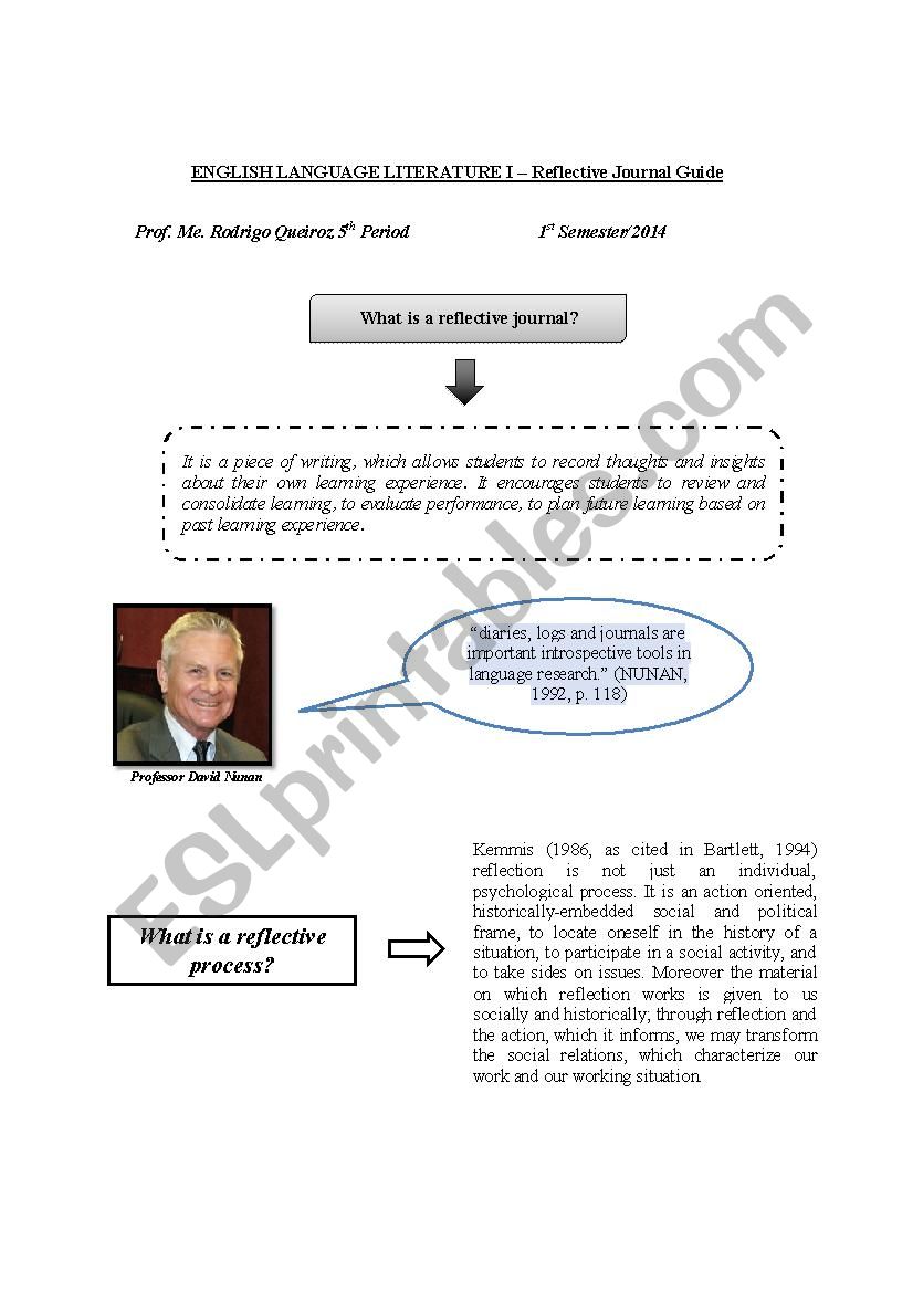 Reflective Journal Guide worksheet