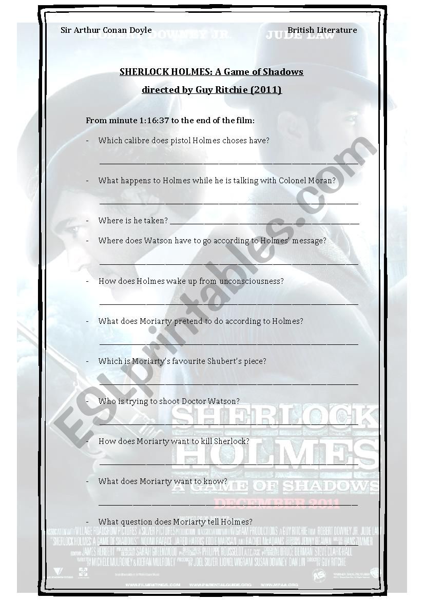 Sherlock Holmes ´A game of Shadows´ (2011) directed by Guy Ritchie, final part