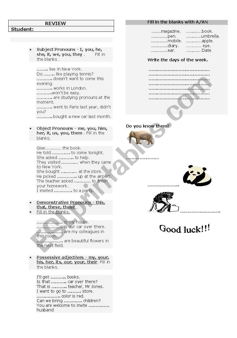 Review worksheet