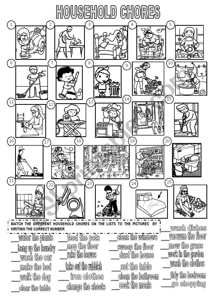 HOUSEHOLD CHORES worksheet