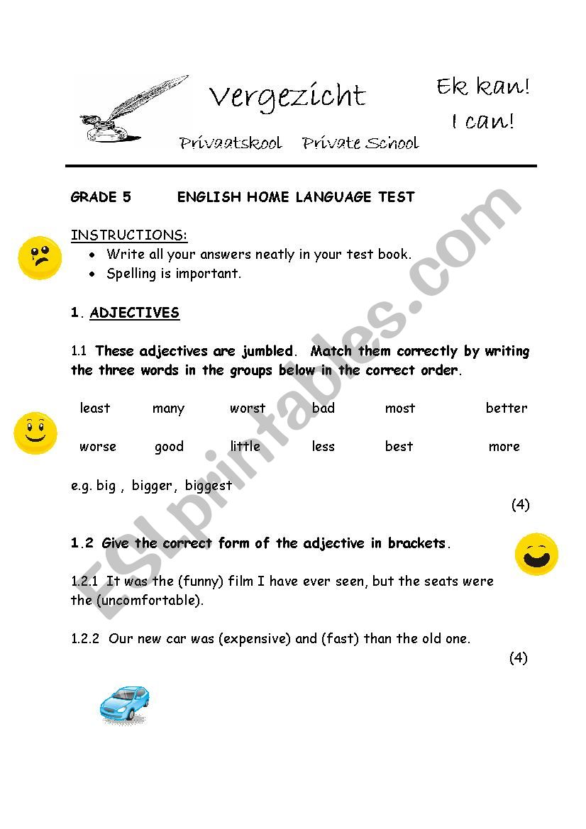 Grammar Test worksheet