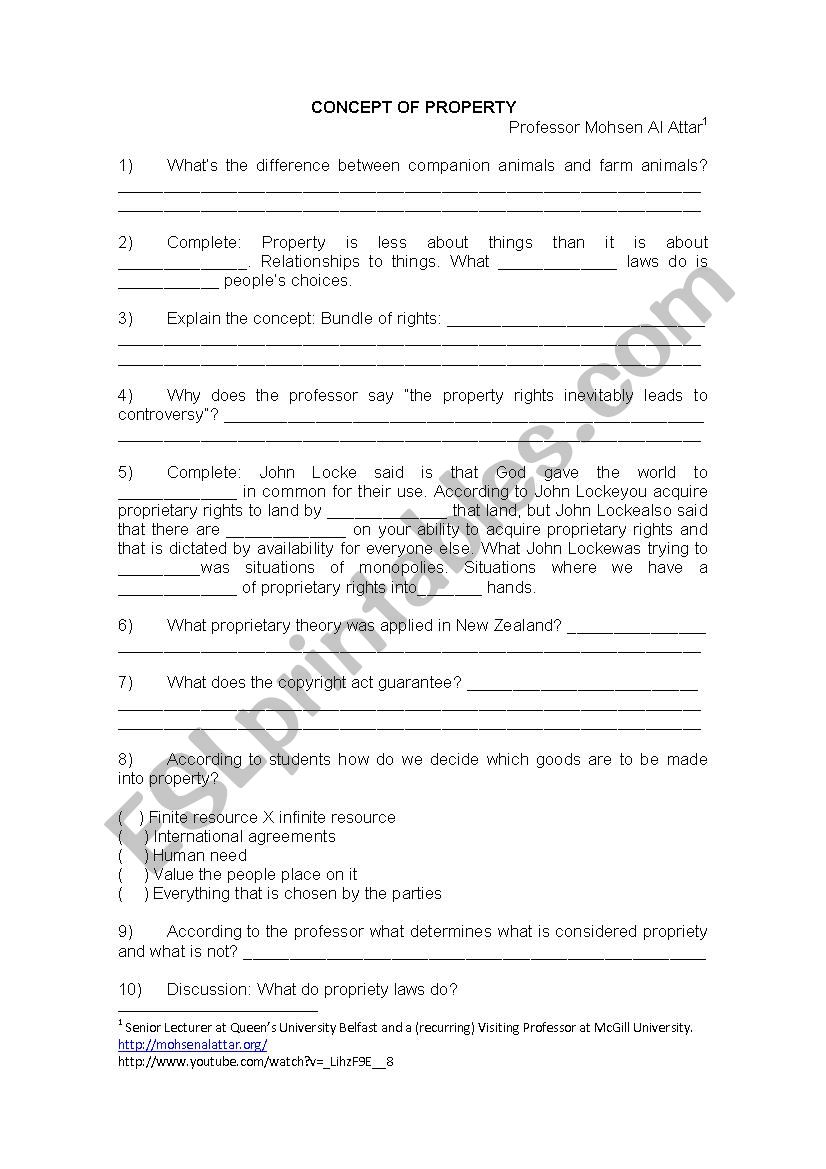 Concept of Property - Legal English