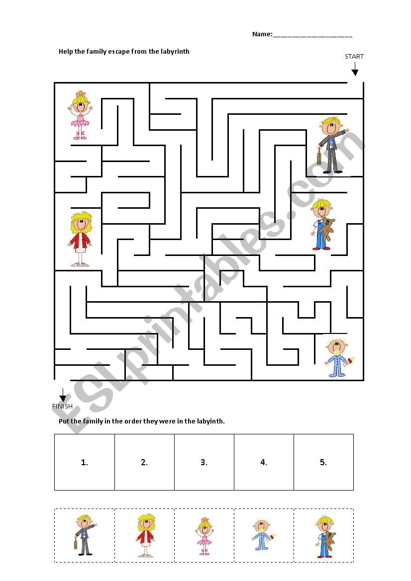 Family Labyrinth (easy) worksheet