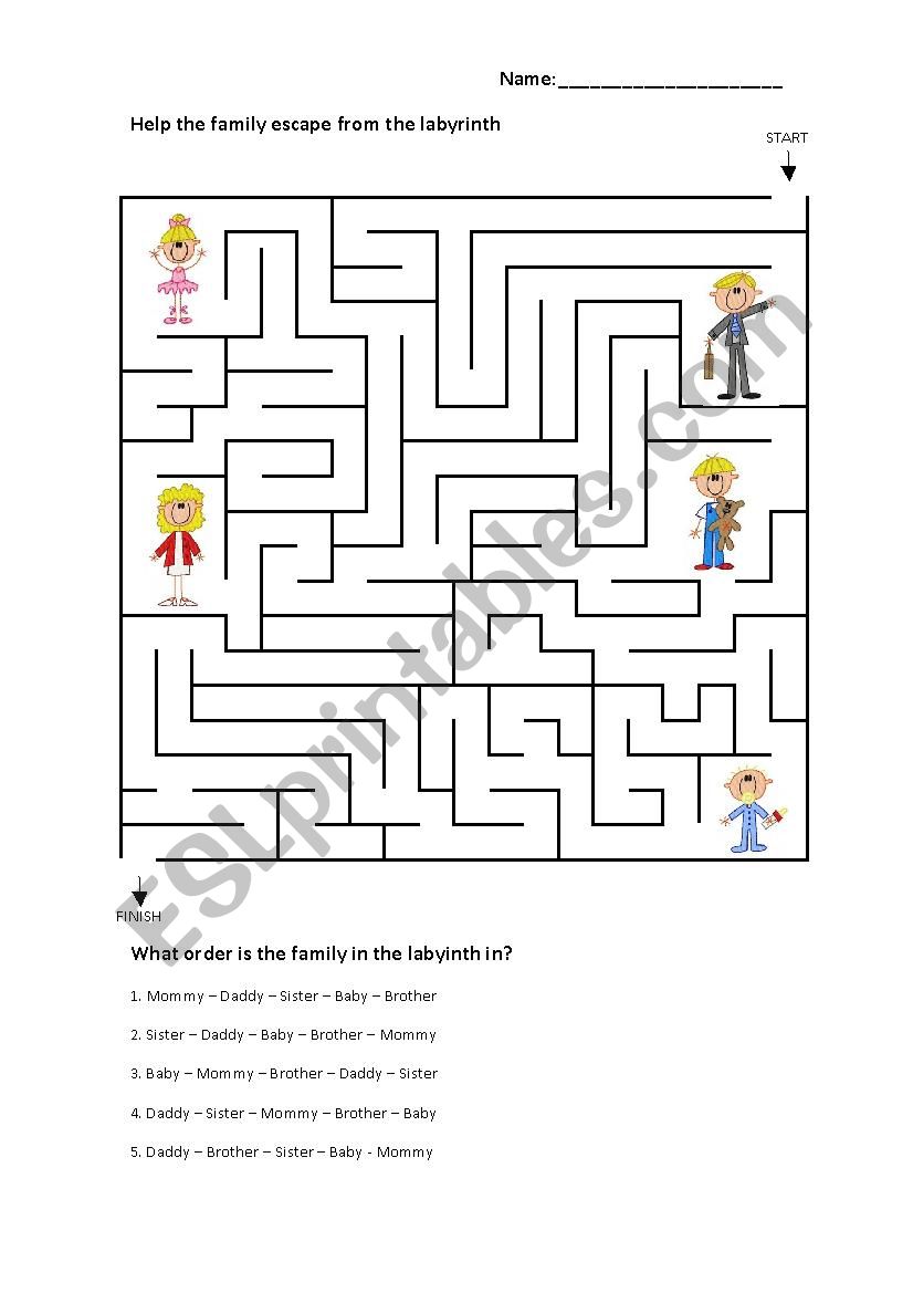 Family Labyrinth worksheet