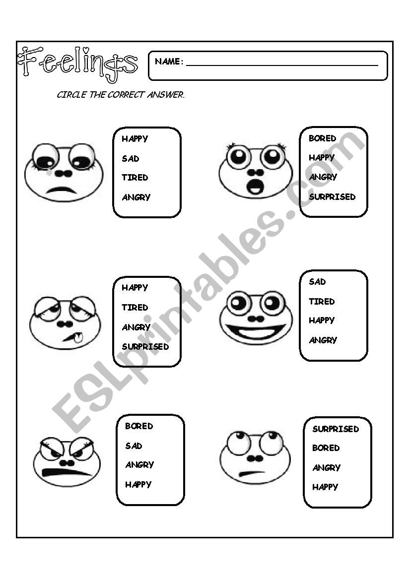 Feelings 2 worksheet