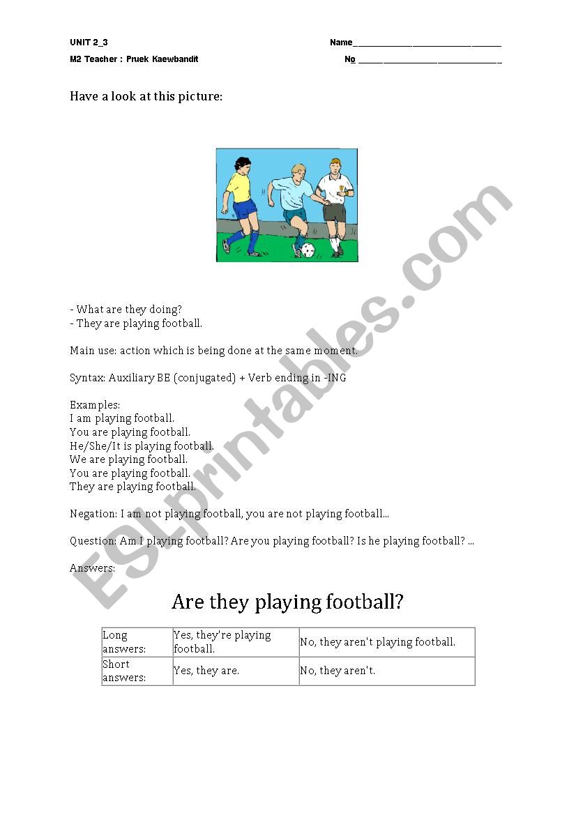 Present Continuous worksheet