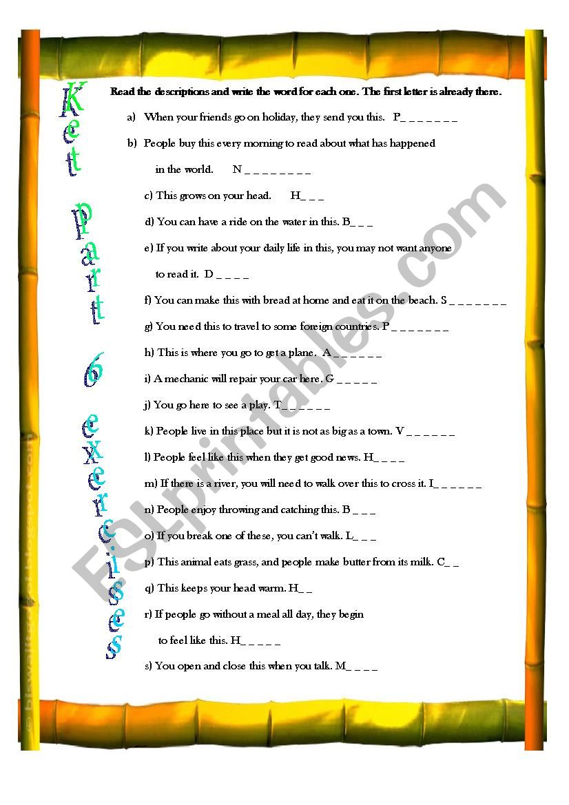 Ket part 6 worksheet