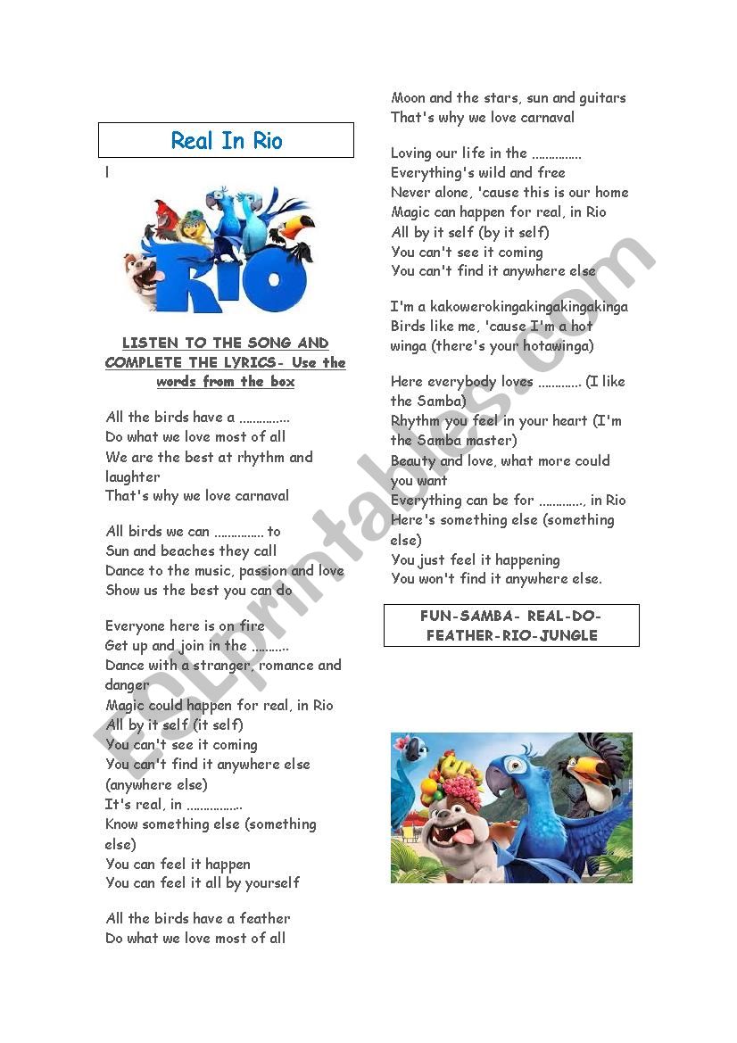 Real Rio worksheet