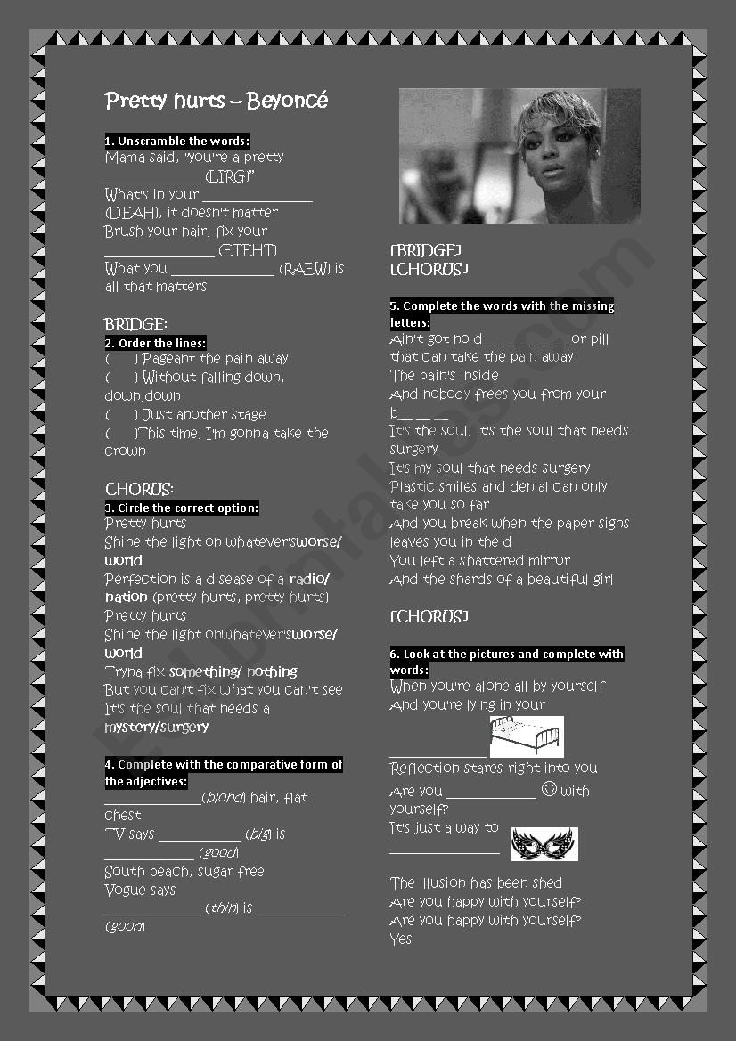 SONG ACTIVITY: Pretty hurts - BeyoncÃ©