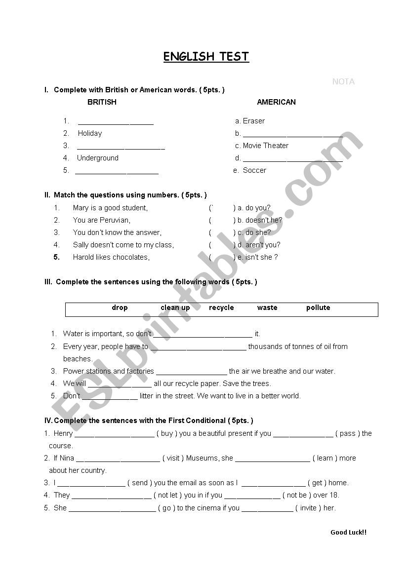 mix exercises worksheet