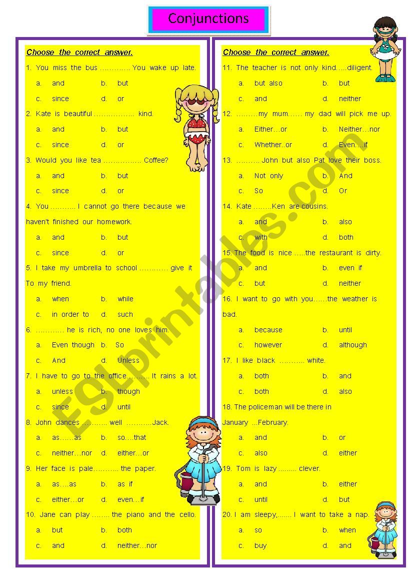 Conjunctions worksheet